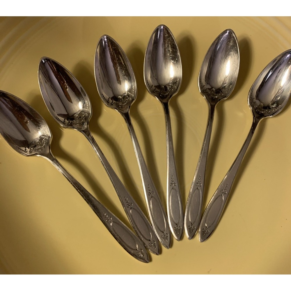 6 VINTAGE ART DECO Community Plate Debutante Grandeur Princess fruit spoons